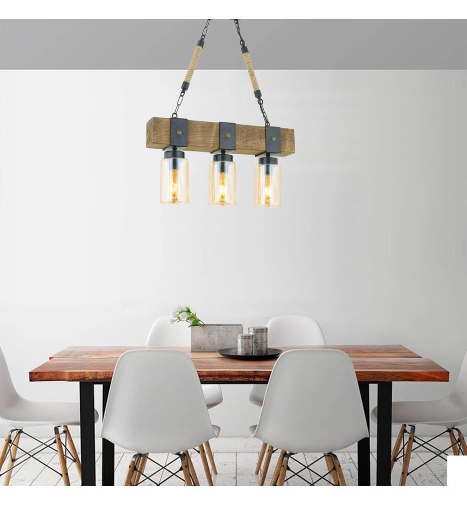 Lustre, Noyer, Noir, 100% Fir Tree, Structure : 100% métal