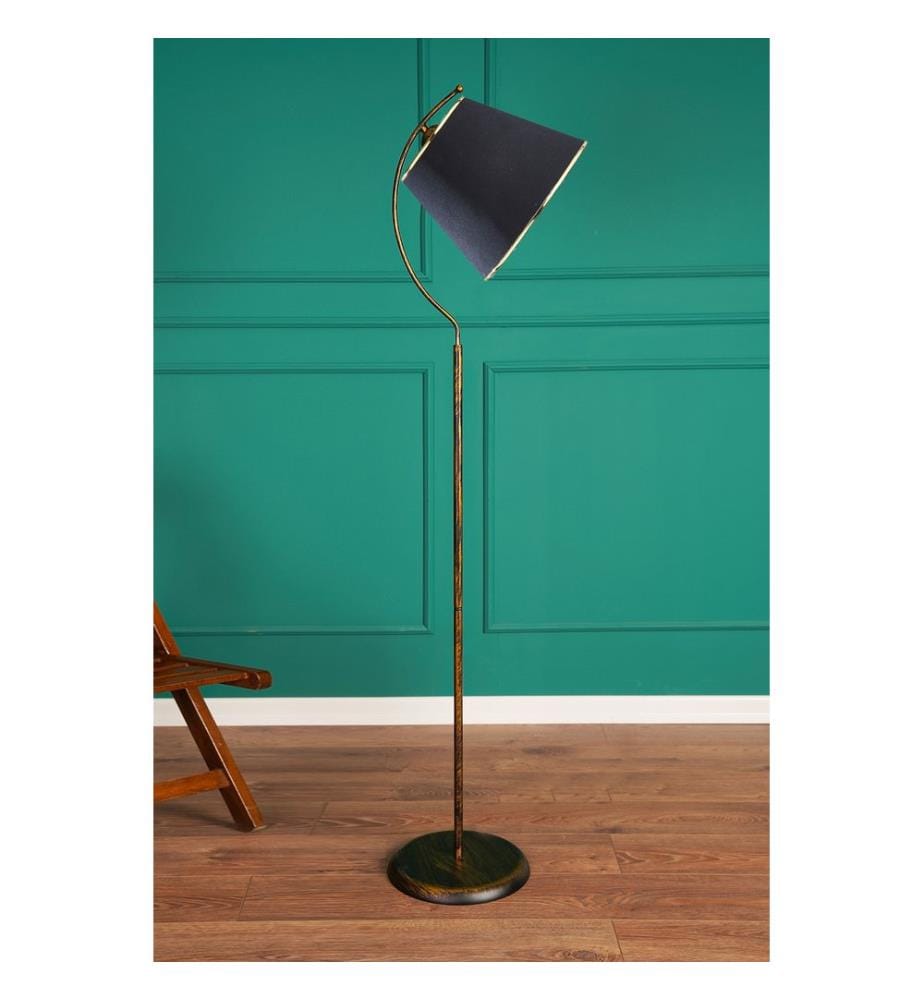 Lampadaire, noir, corps en métal, capuchon en coton