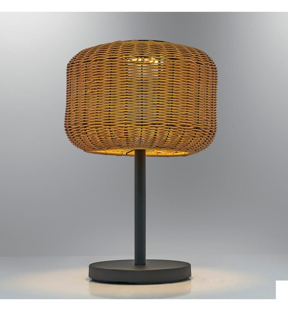 Lampe de table, noir, chêne, Solar Wicker