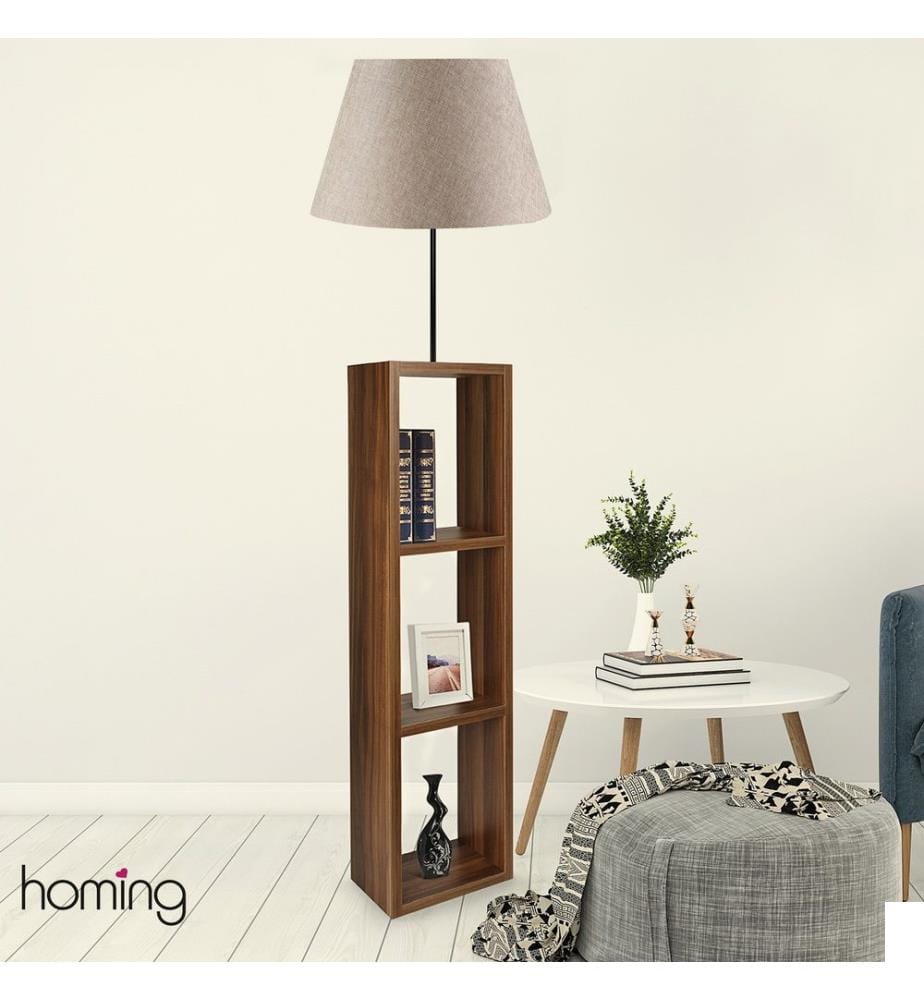 Lampadaire en bois, beige, bois, 100 % MDF, capuchon en PVC