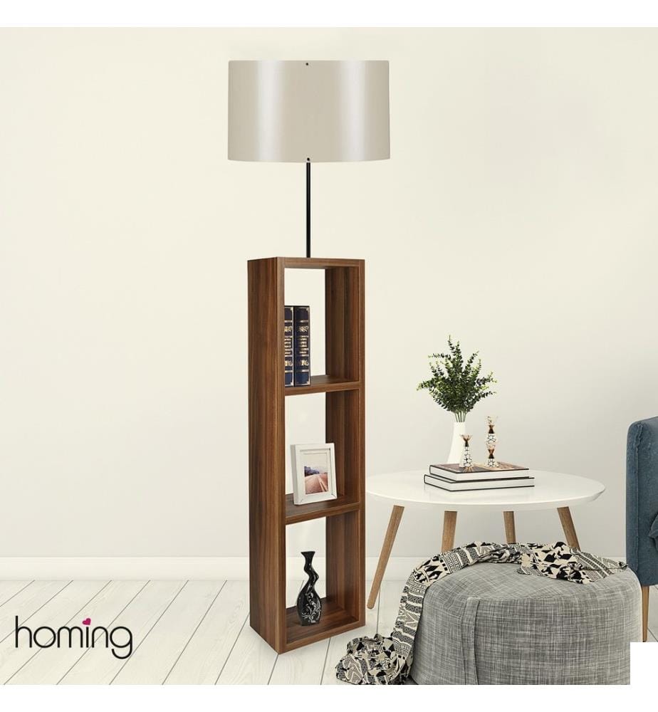 Lampadaire en bois, crème, 100 % MDF, capuchon en PVC