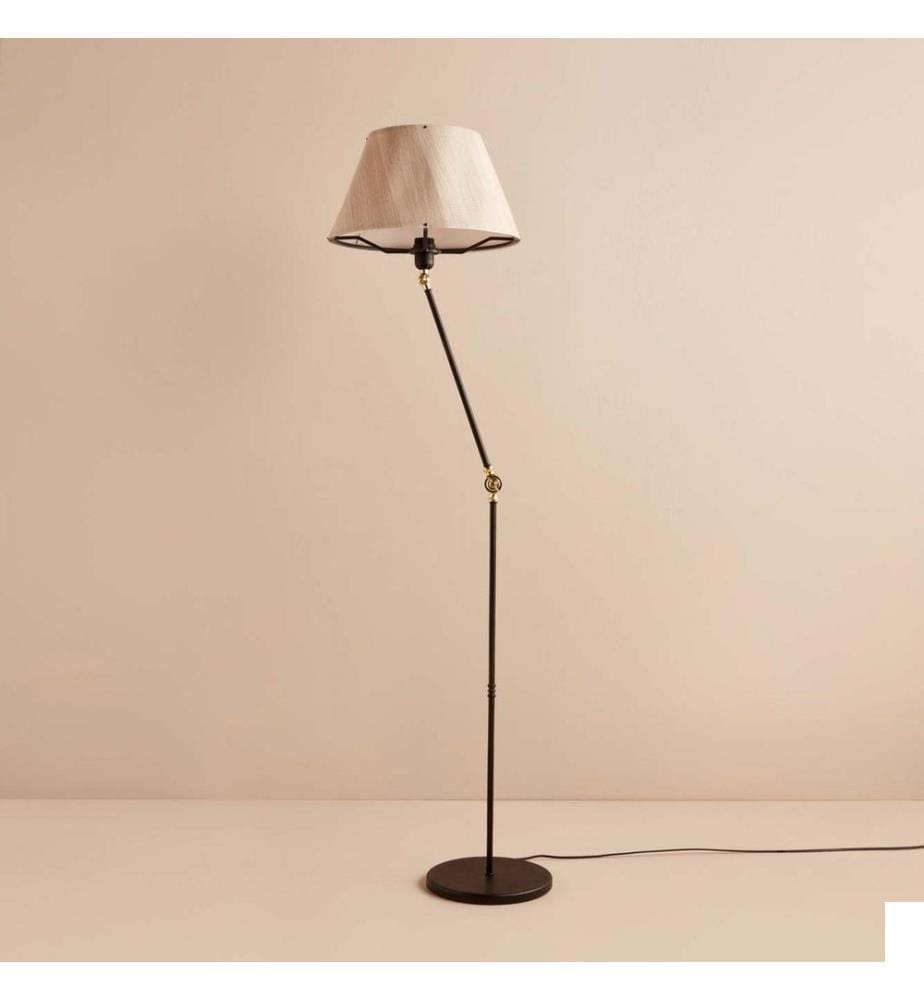 Lampadaire, crème, noir, 100 % PVC, structure : 100 % MÉTAL