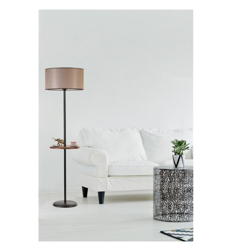 Lampadaire, noir, marron, corps en métal