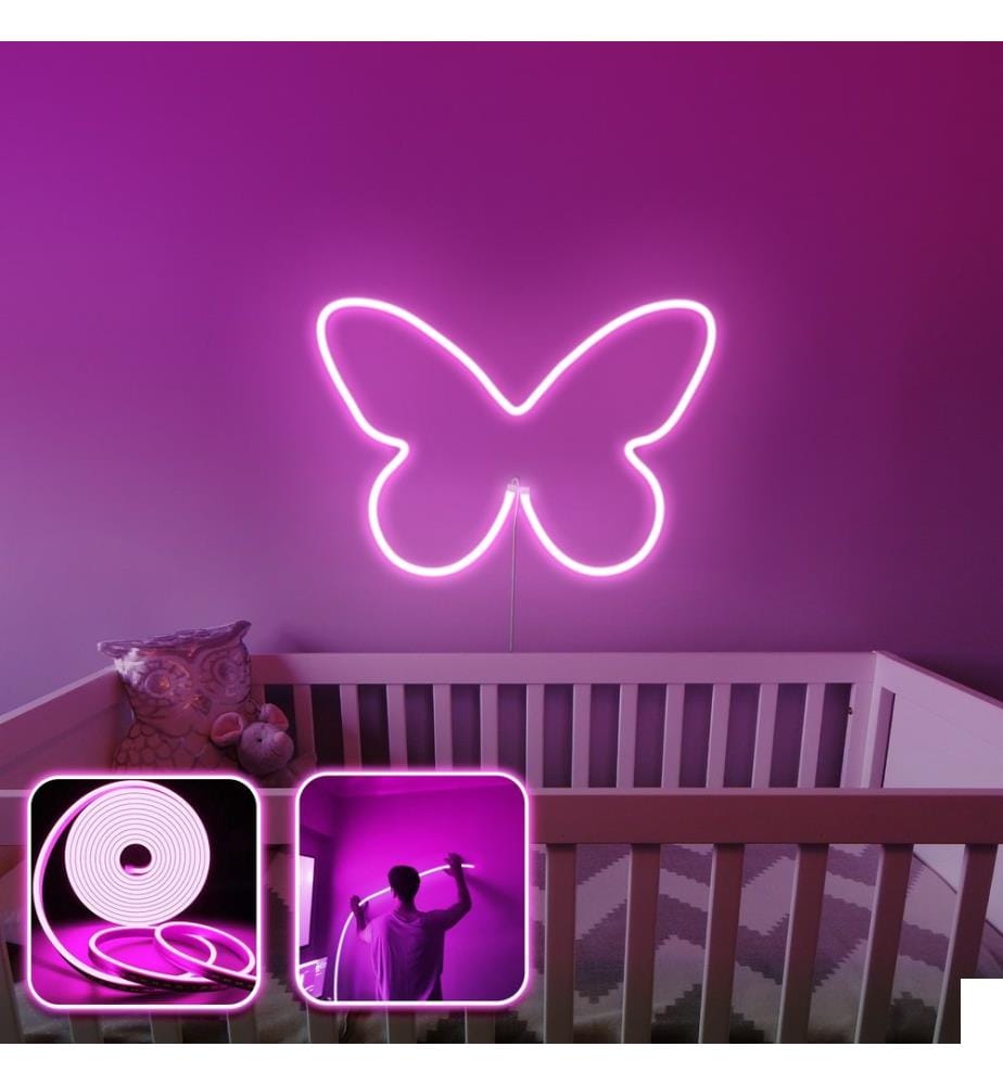 Eclairage mural décoratif à LED, rose, bandes néon flexibles
