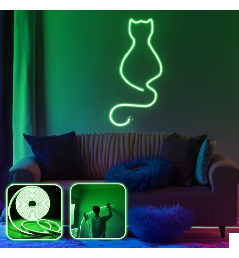 Eclairage mural décoratif à LED, vert, bande néon flexible