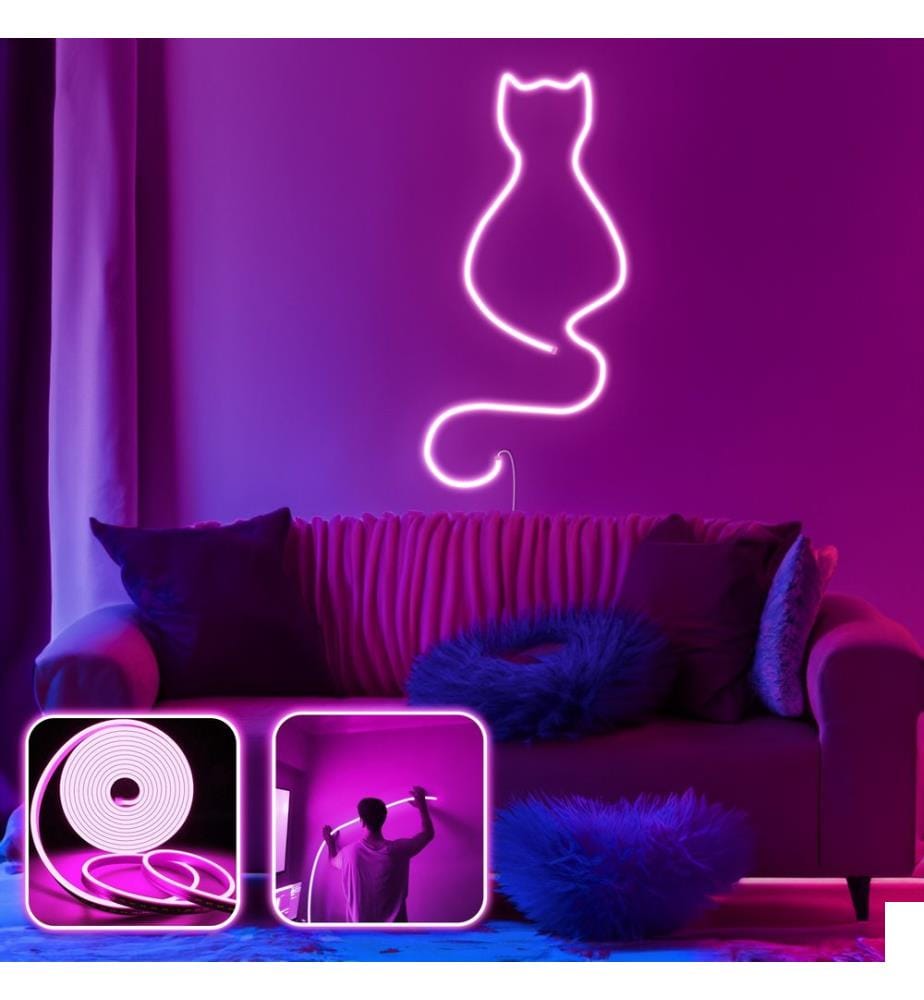 Eclairage mural décoratif à LED, rose, bandes néon flexibles