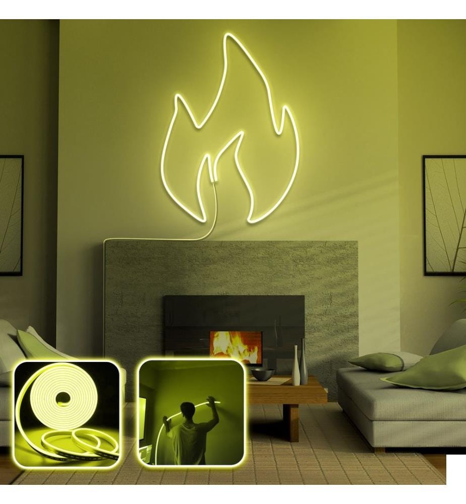 Eclairage mural décoratif à LED, jaune, bandes néon flexibles