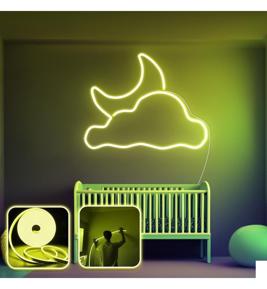 Eclairage mural décoratif à LED, jaune, bandes néon flexibles