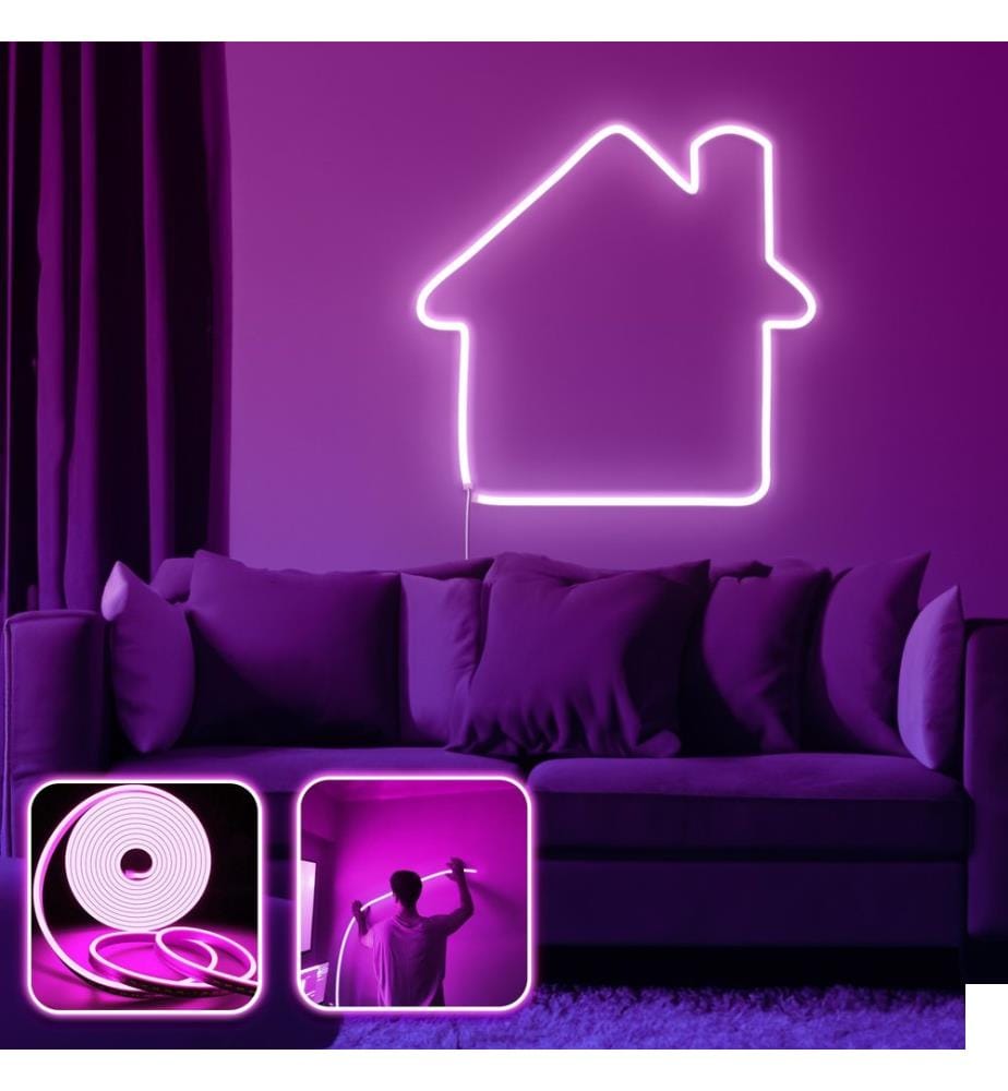 Eclairage mural décoratif à LED, rose, bandes néon flexibles