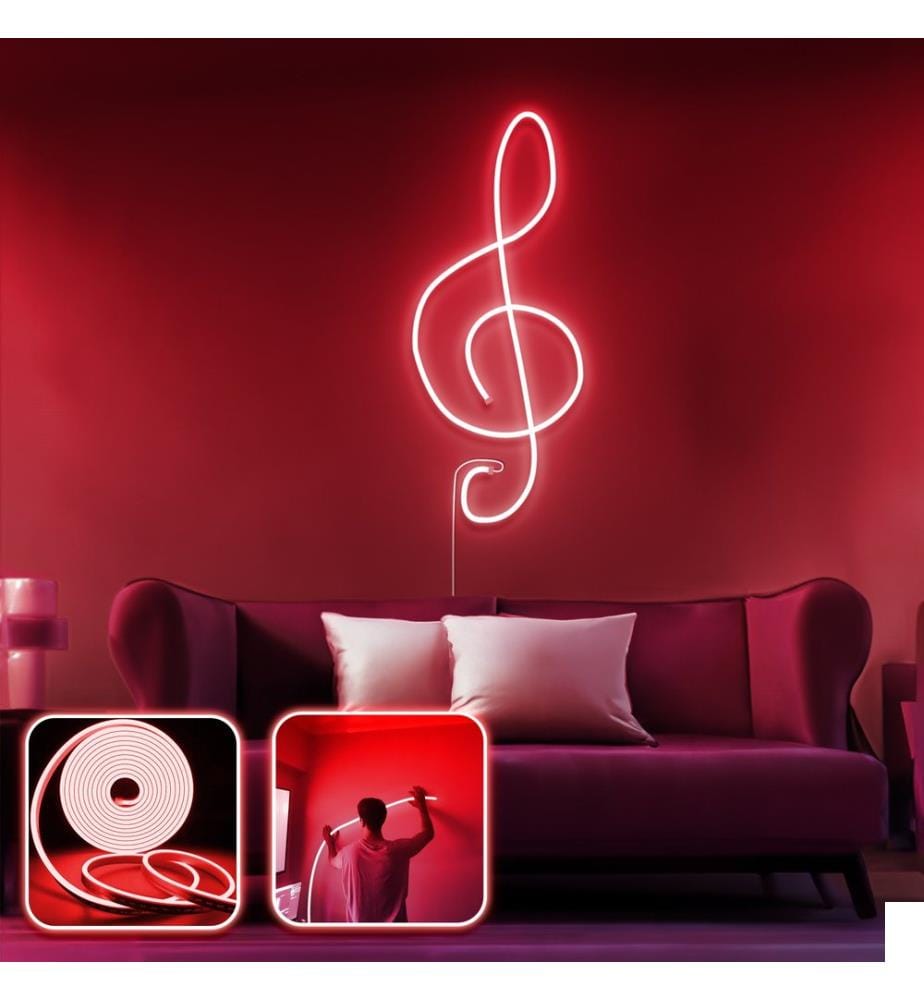 Eclairage mural décoratif à LED, rouge, bandes néon flexibles