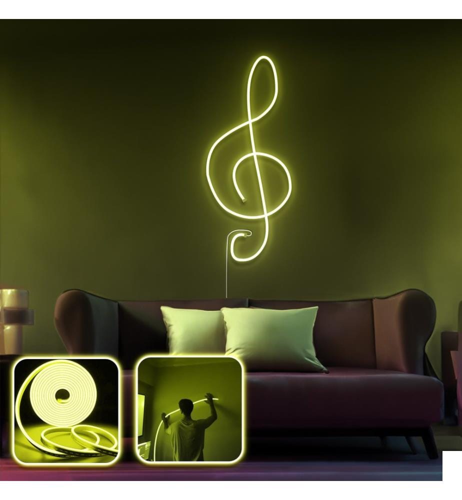 Eclairage mural décoratif à LED, jaune, bandes néon flexibles
