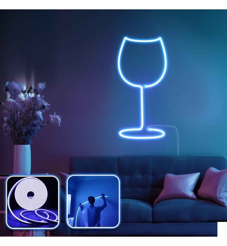 Eclairage mural décoratif à LED, bleu, bandes néon flexibles