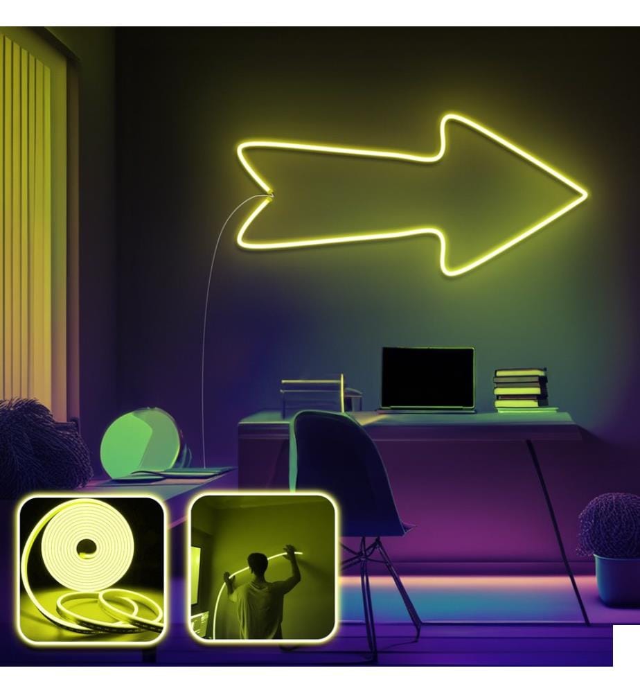 Eclairage mural décoratif à LED, jaune, bandes néon flexibles