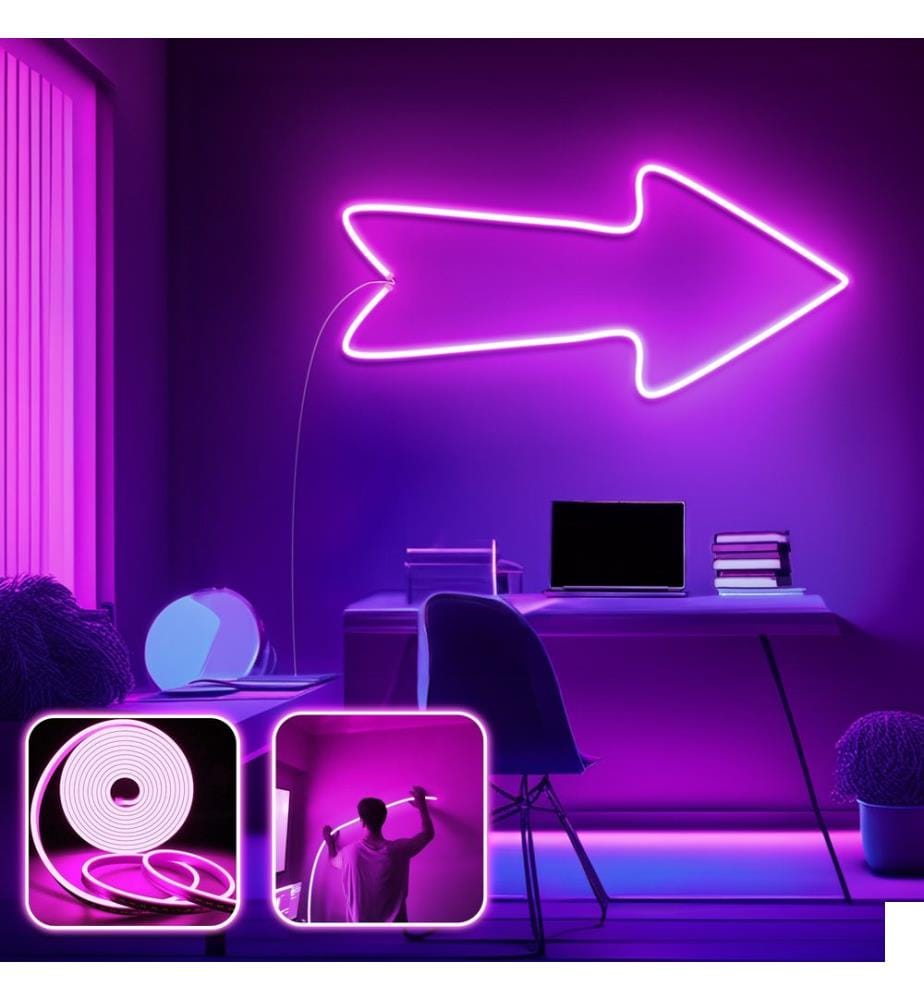 Eclairage mural décoratif à LED, rose, bandes néon flexibles