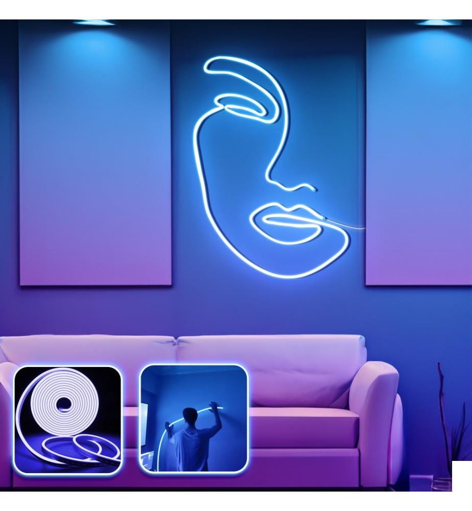 Eclairage mural décoratif à LED, bleu, bandes néon flexibles