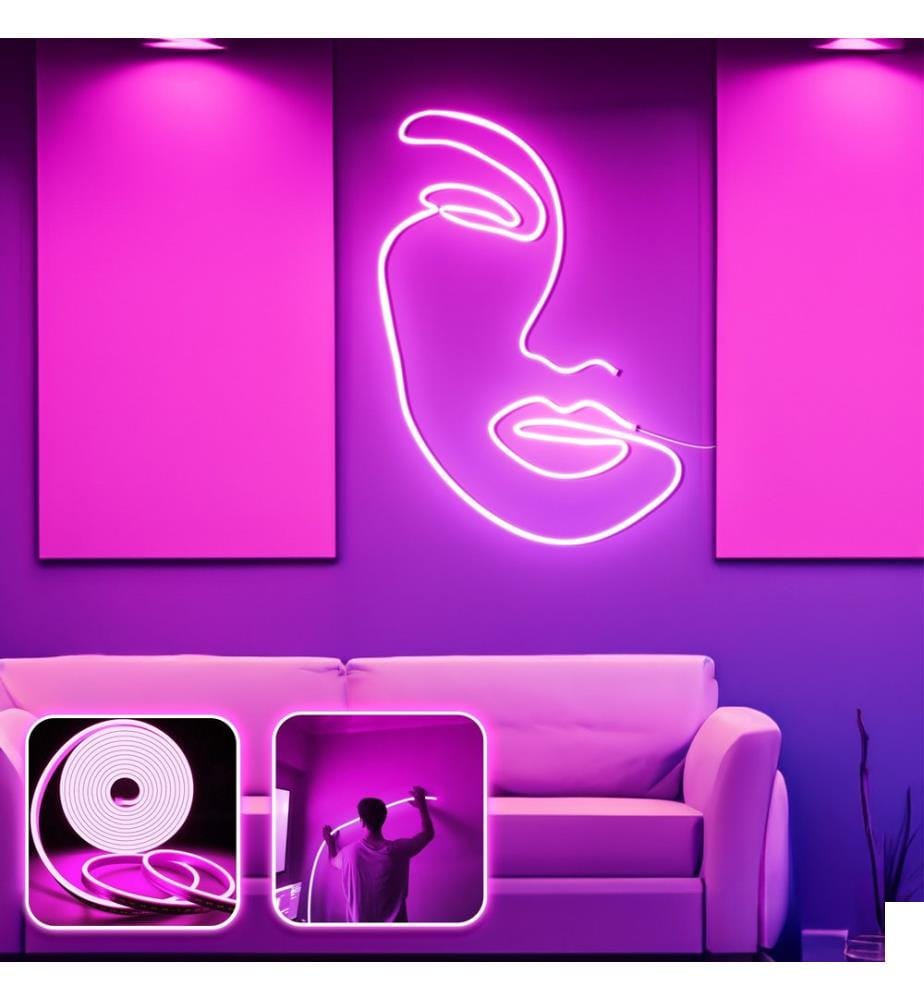 Eclairage mural décoratif à LED, rose, bandes néon flexibles