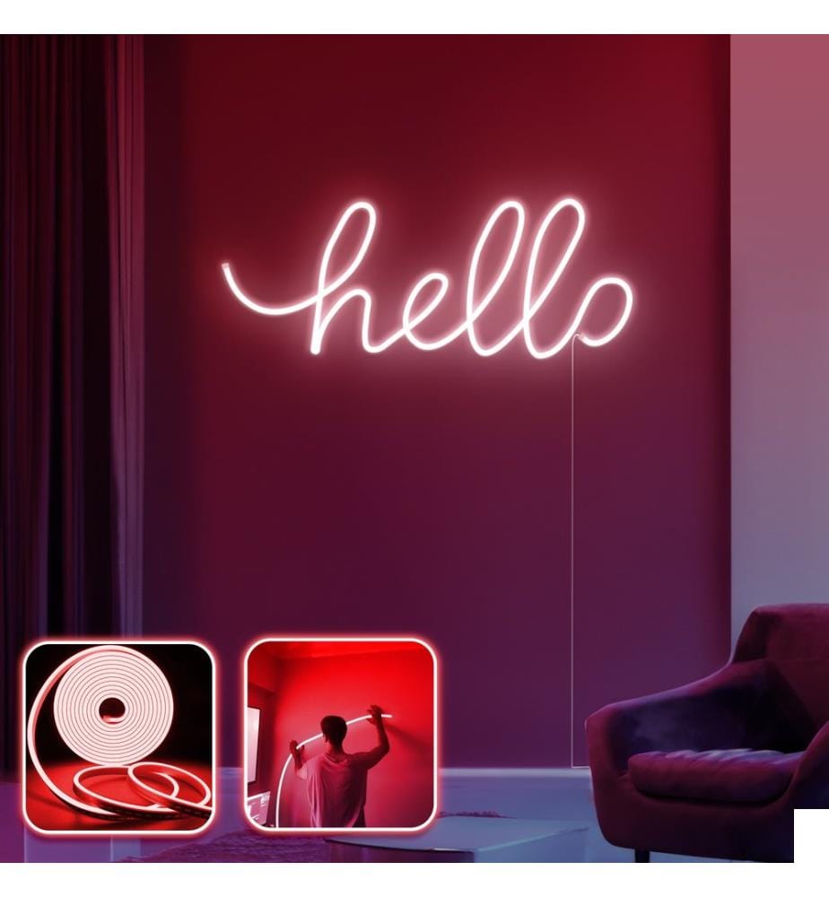 Eclairage mural décoratif à LED, rouge, bandes néon flexibles
