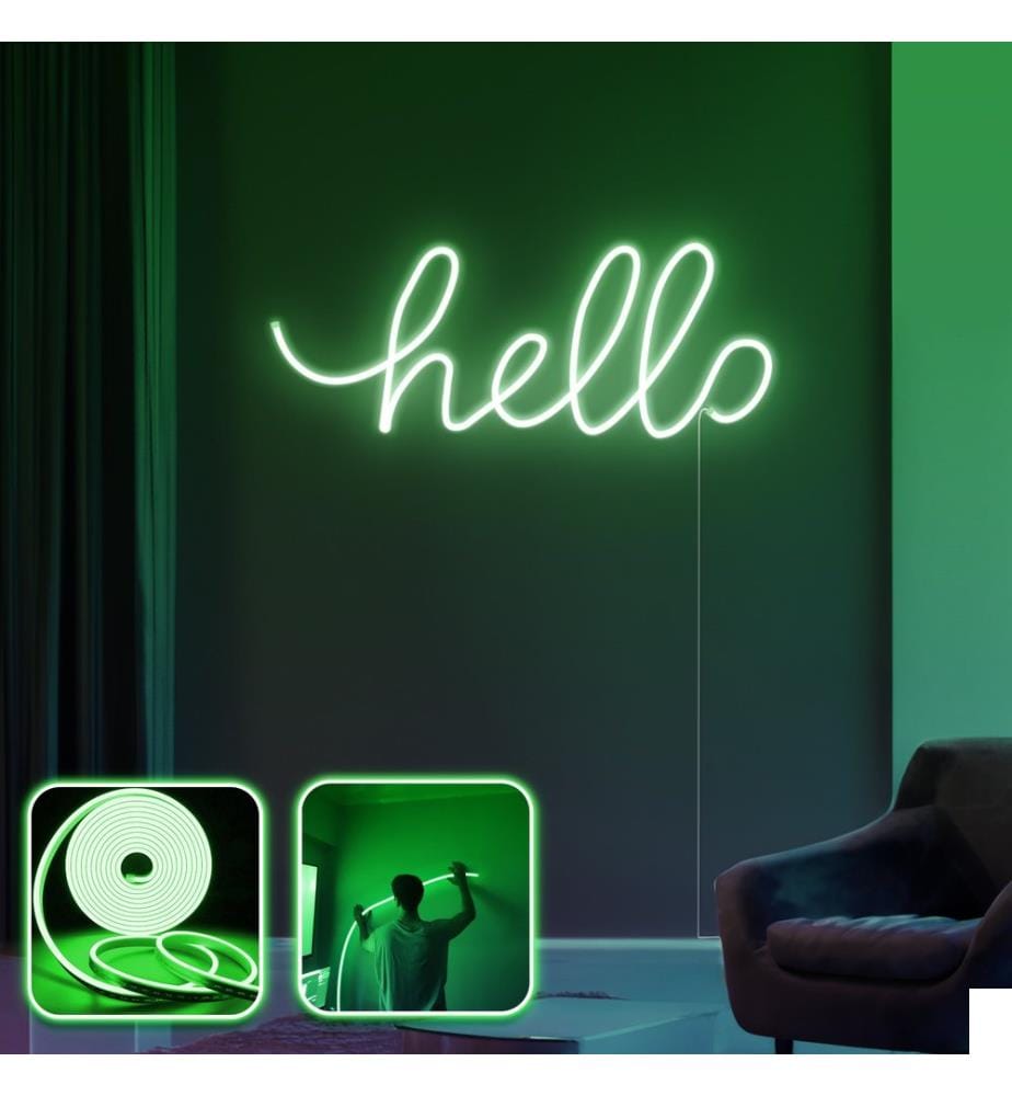Eclairage mural décoratif à LED, vert, bande néon flexible