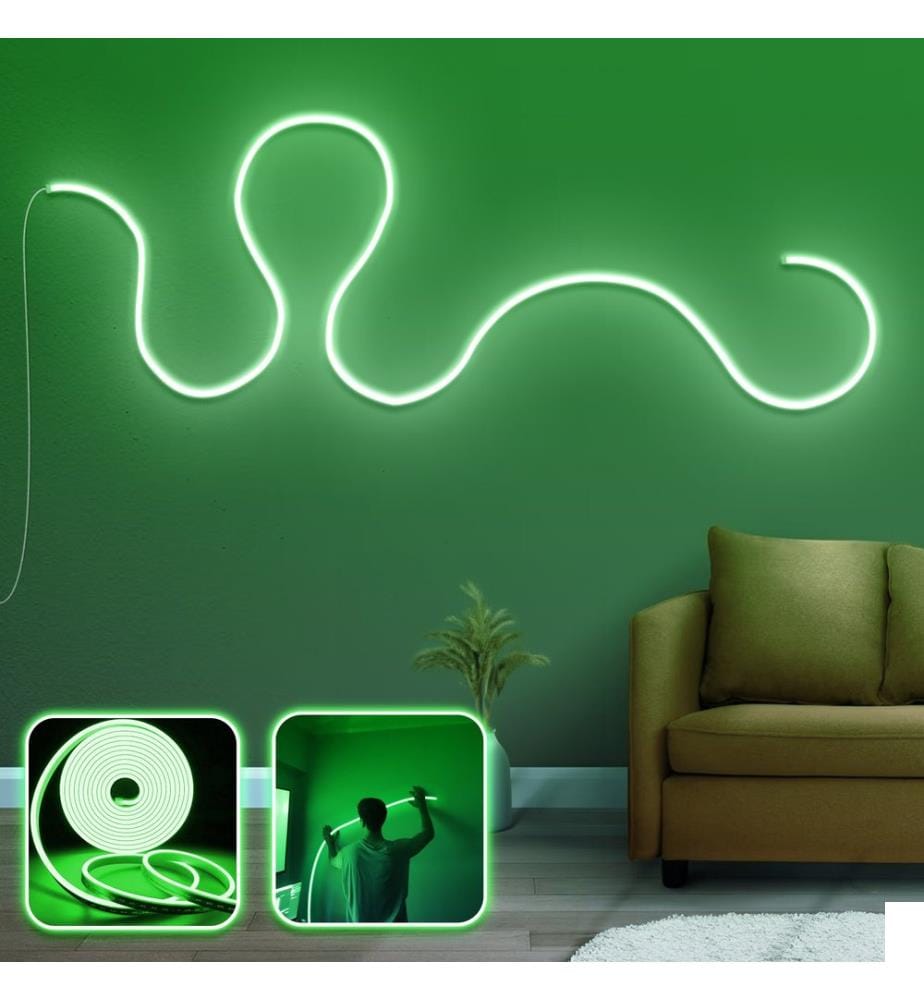Eclairage mural décoratif à LED, vert, bande néon flexible