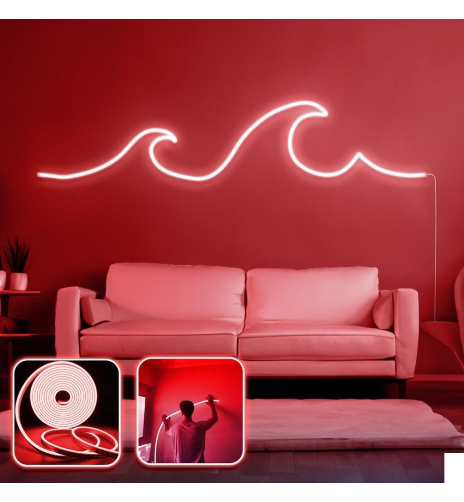 Eclairage mural décoratif à LED, rouge, bandes néon flexibles