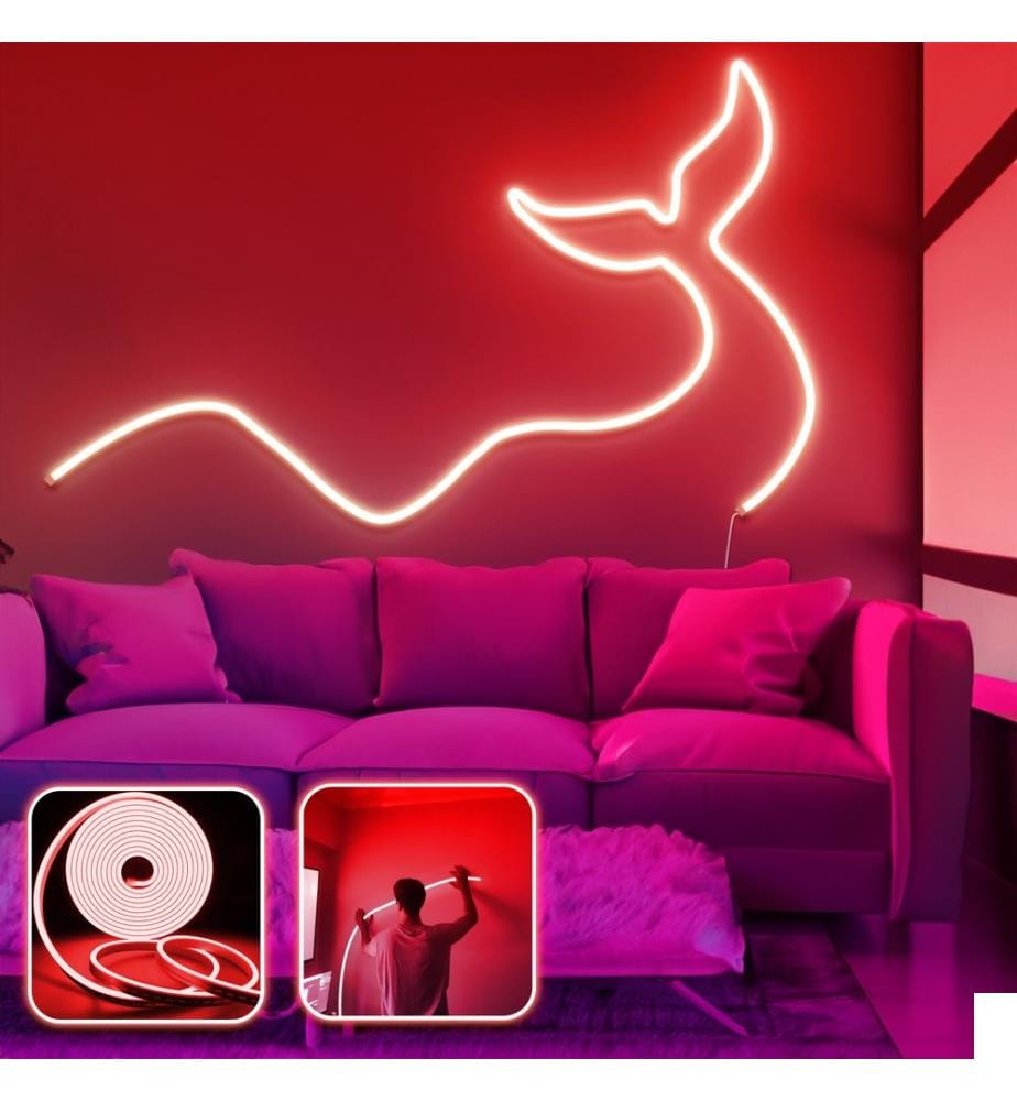 Eclairage mural décoratif à LED, rouge, bandes néon flexibles