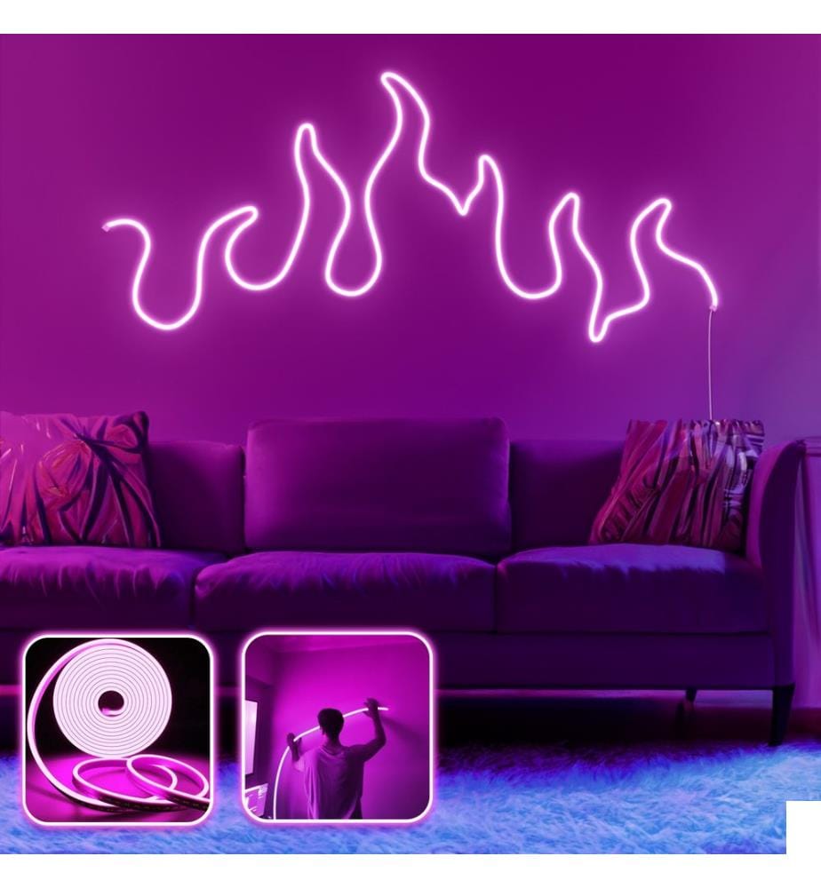 Eclairage mural décoratif à LED, rose, bandes néon flexibles