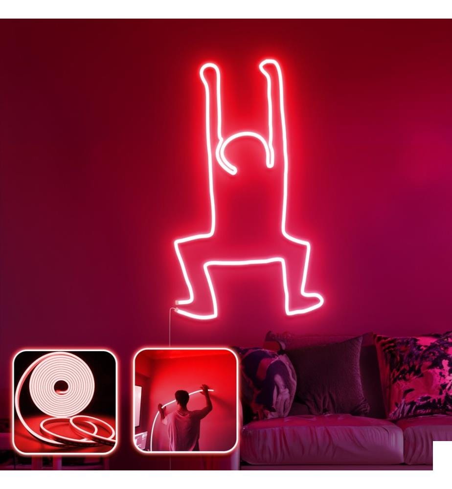 Eclairage mural décoratif à LED, rouge, bandes néon flexibles