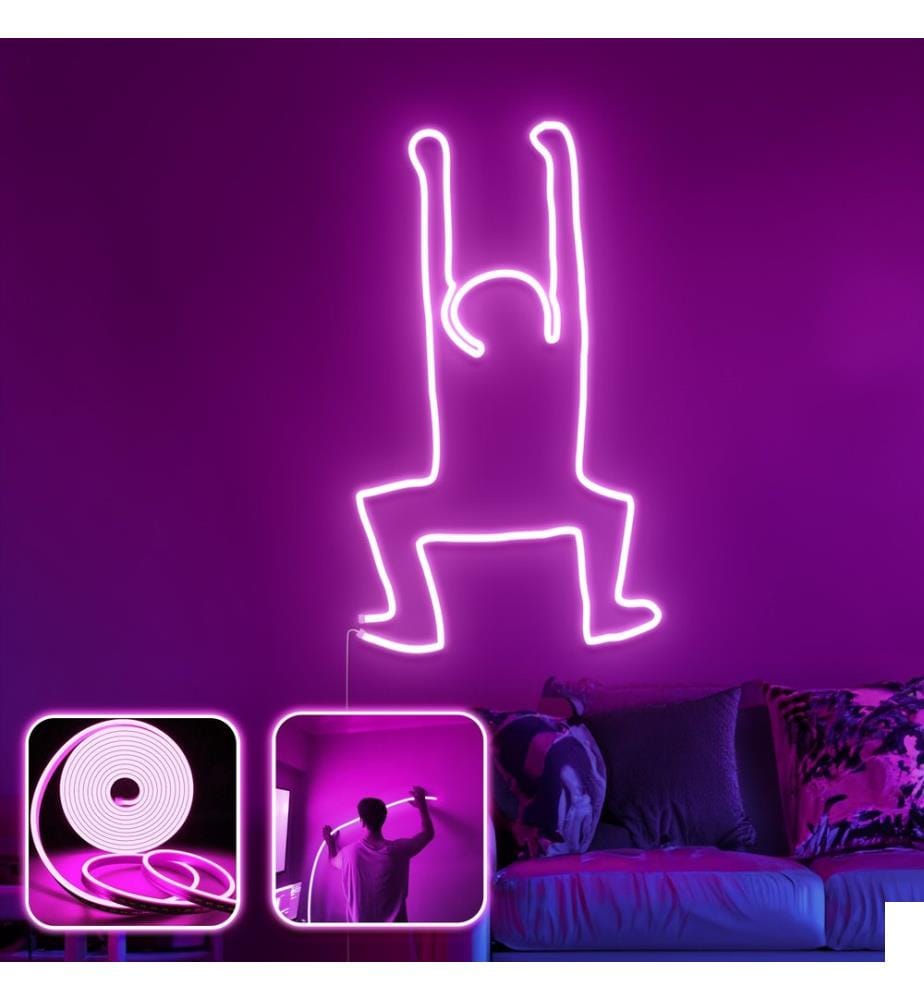 Eclairage mural décoratif à LED, rose, bandes néon flexibles