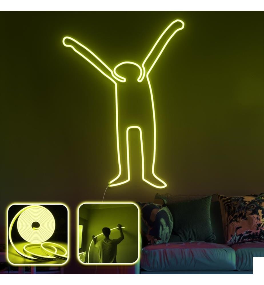 Eclairage mural décoratif à LED, jaune, bandes néon flexibles