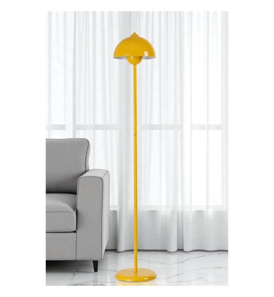 Lampadaire, jaune moutarde, boîtier métallique