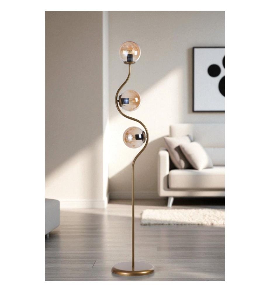Lampadaire, miel, or, corps en métal