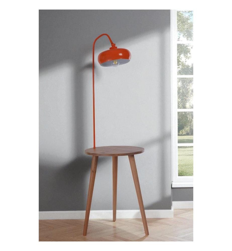 Lampadaire, orange, hêtre, corps en métal