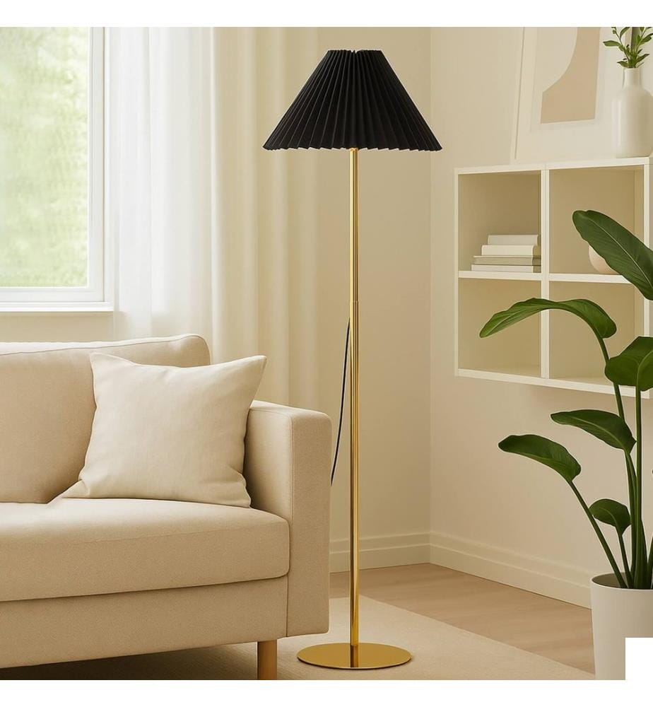 Lampadaire, noir, or, corps en métal