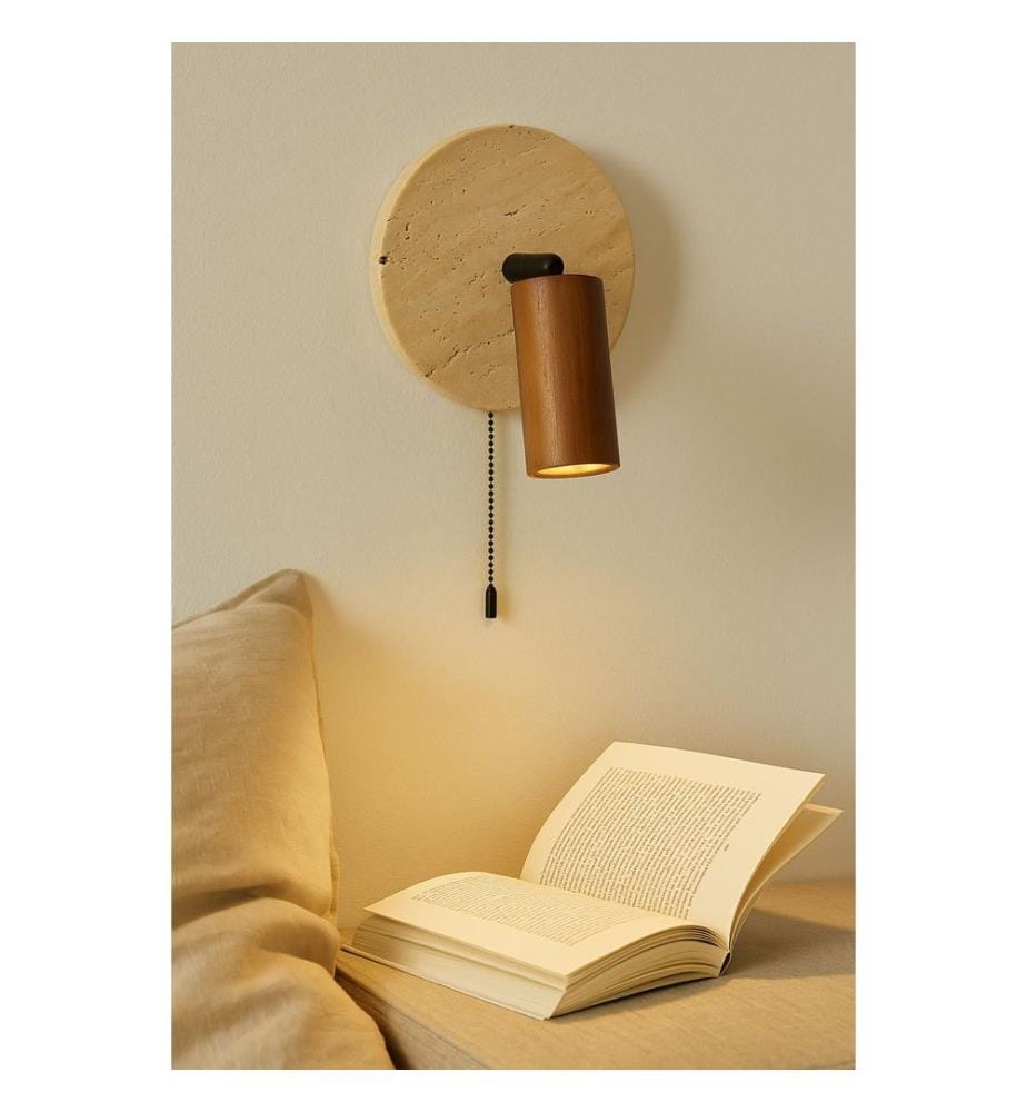 Applique, beige, chêne, corps en travertin