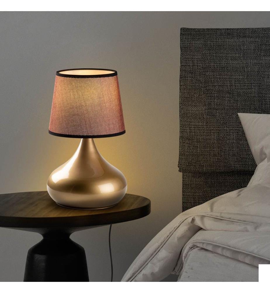 Lampe de table, or, marron, boîtier métallique