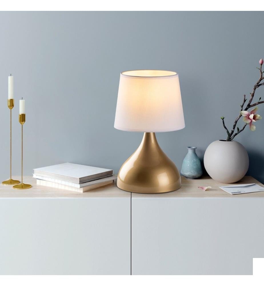 Lampe de table, or, blanc, boîtier métallique