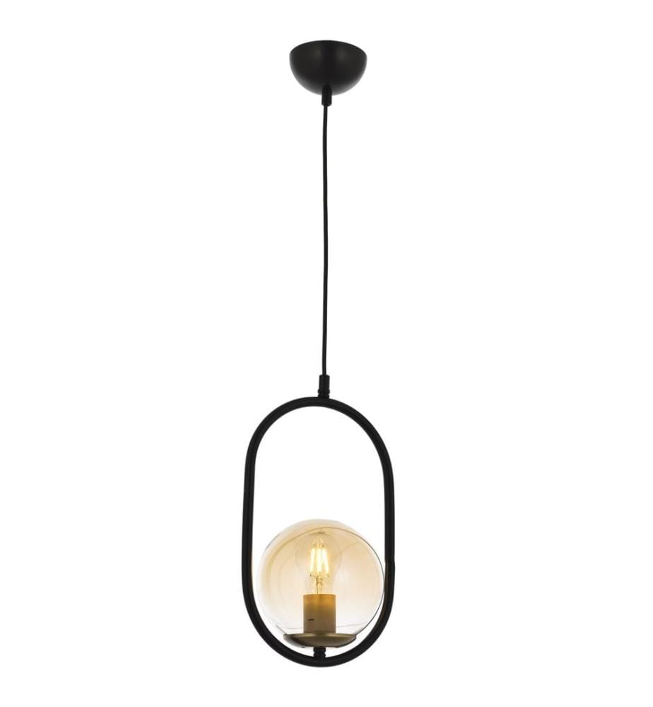 Lustre, Noir, Or, Corps en métal, Chapeau en verre