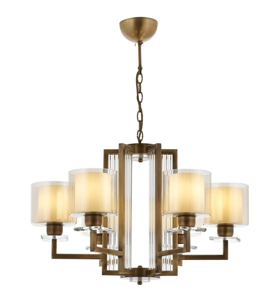 Lustre, Vintage, Corps en Métal, Chapeau en Verre