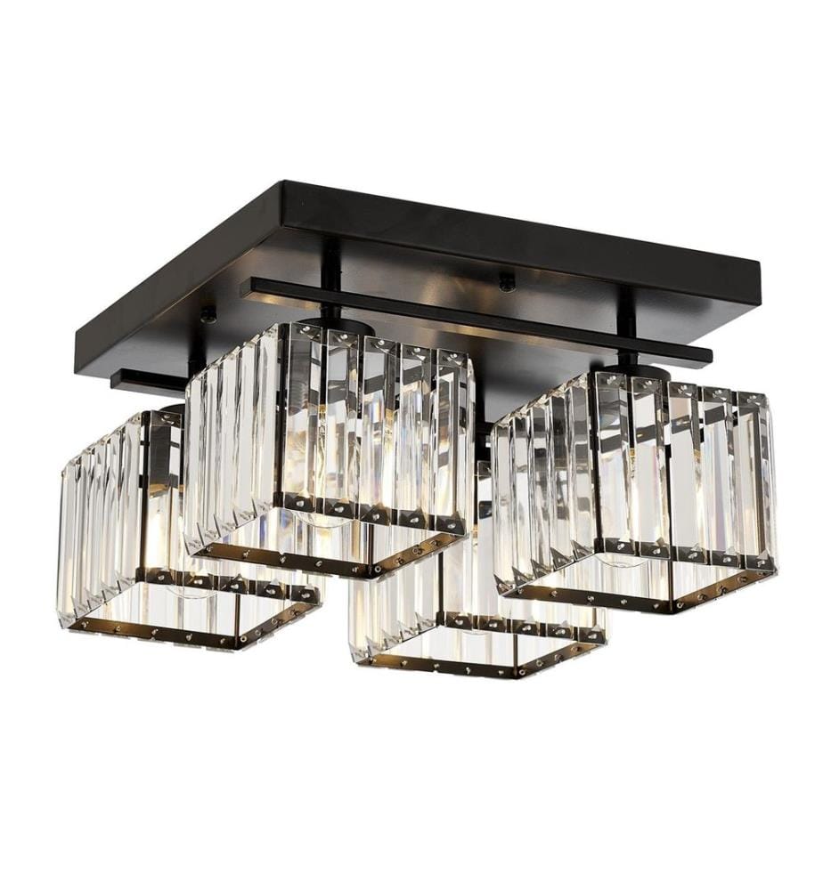 Lustre, Vintage, Corps en métal, Chapeau en cristal