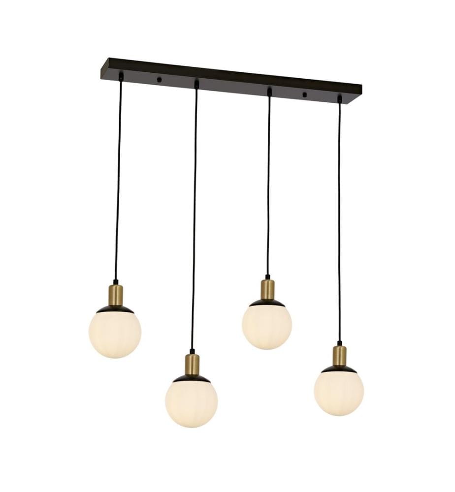 Lustre, Noir, Or, Corps en Métal, Chapeau en Verre