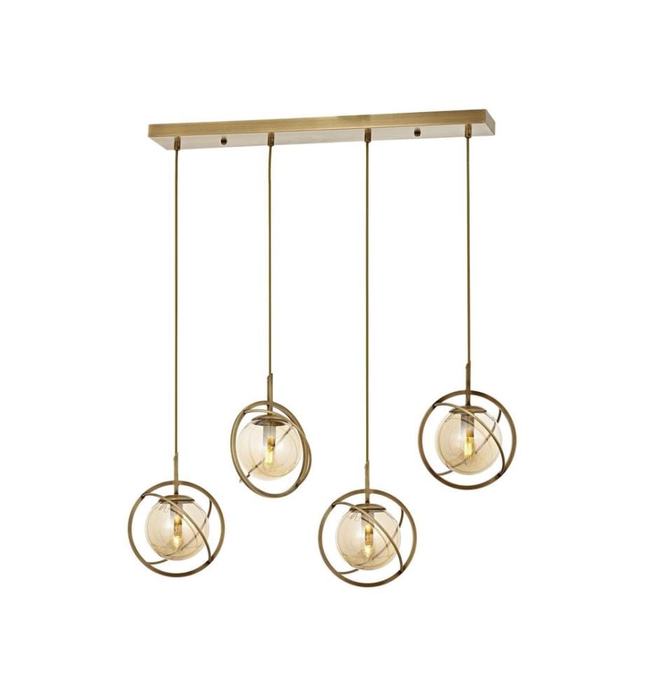 Lustre, Vintage, Corps en Métal, Chapeau en Verre
