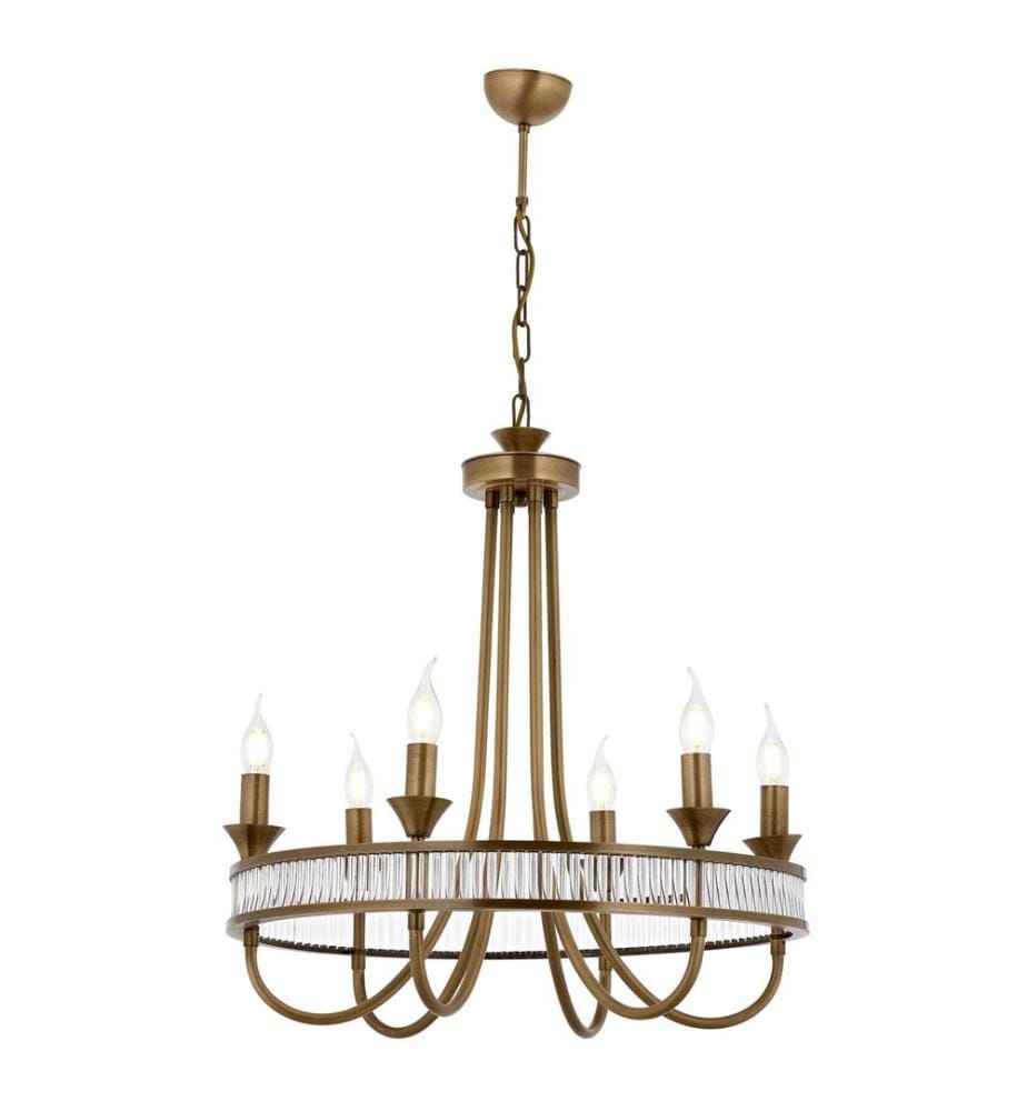 Lustre, Vintage, Corps en métal, Chapeau en cristal