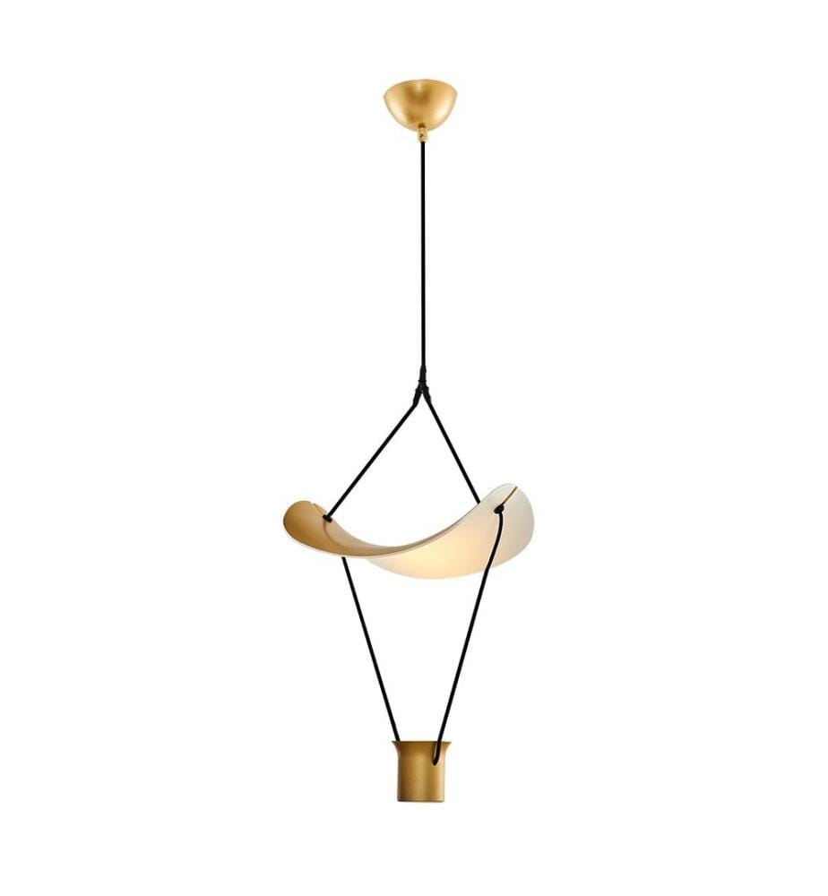 Lustre, Jaune, Corps en métal, Chapeau en acrylique