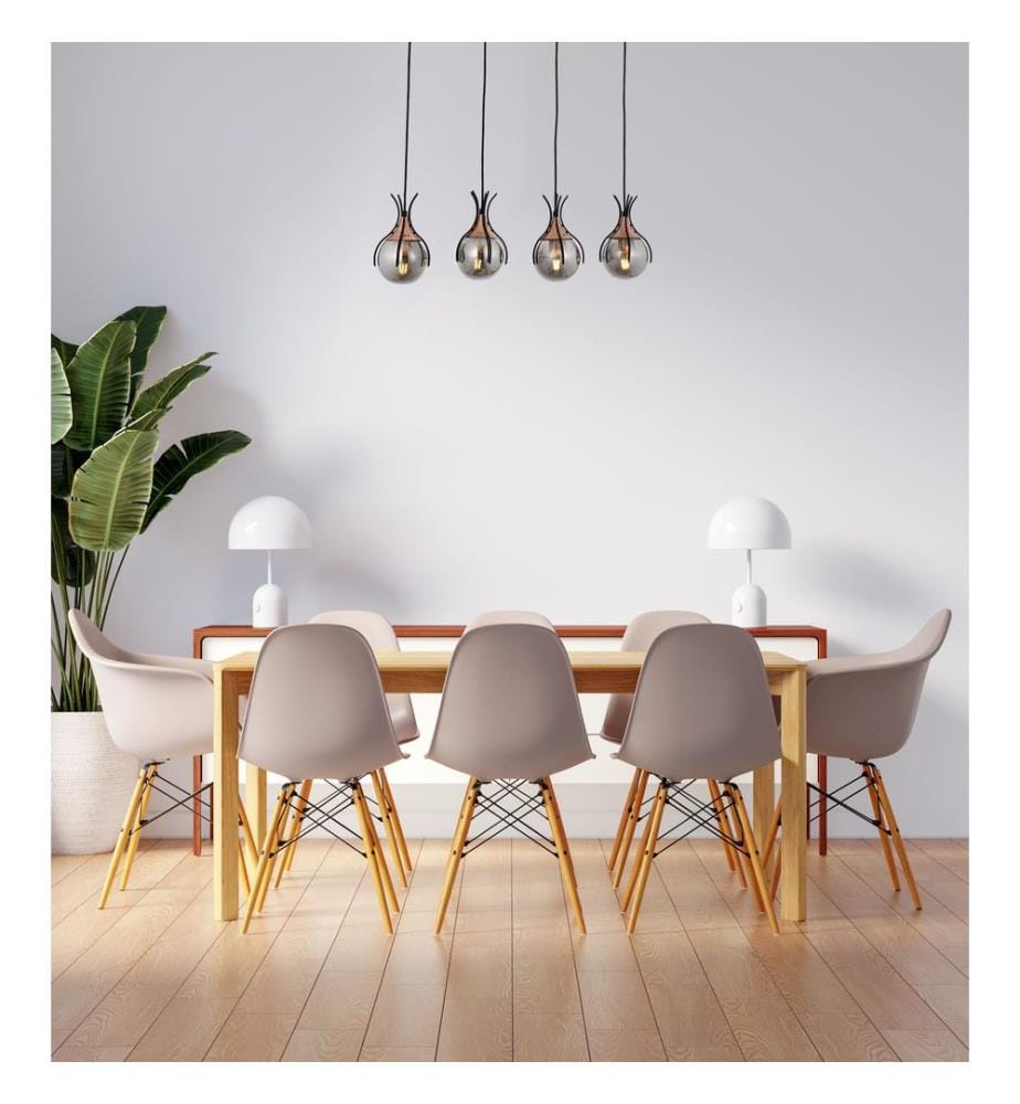 Lustre, Noir, Bronze, Corps en Métal, Chapeau en Verre