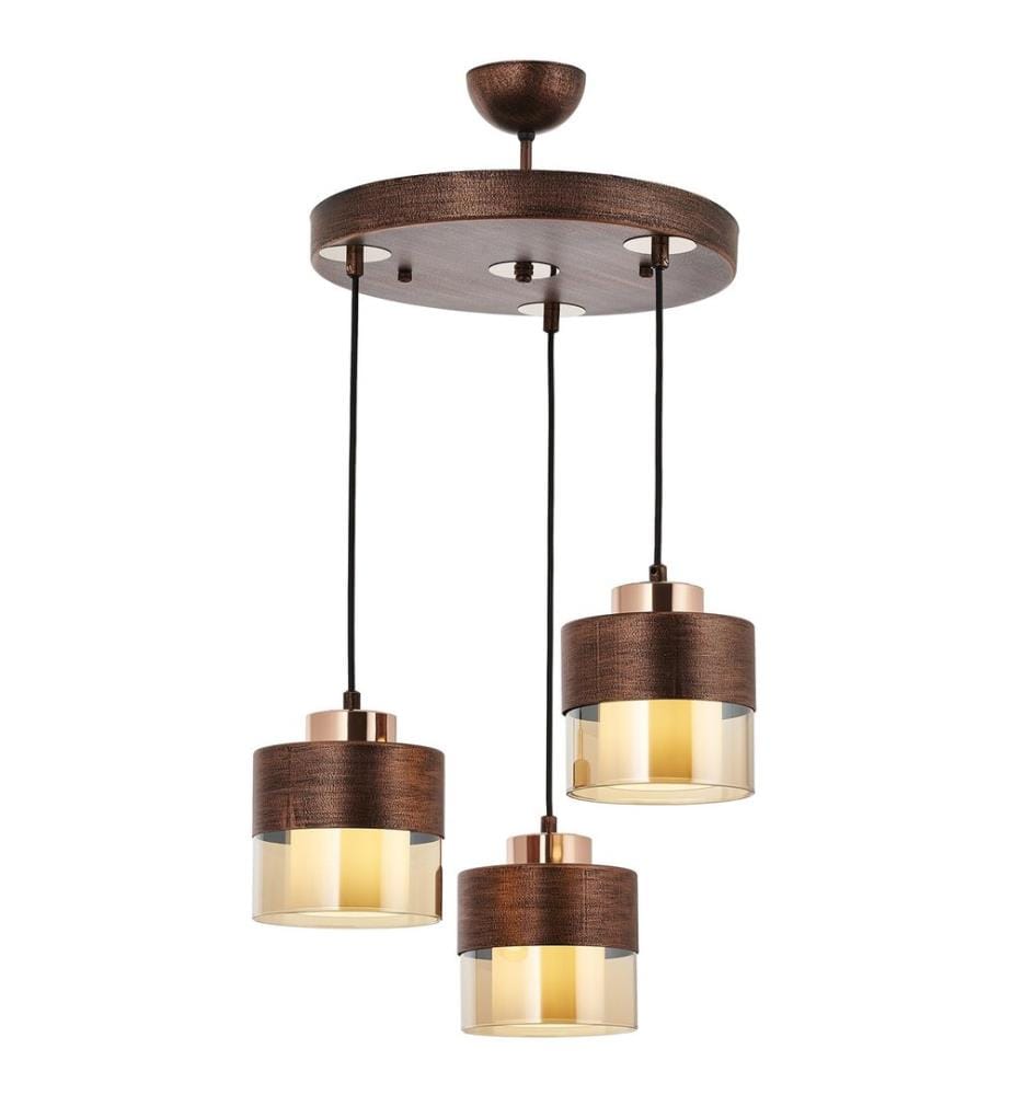 Lustre, Cuivre, Corps en Métal, Chapeau en Verre