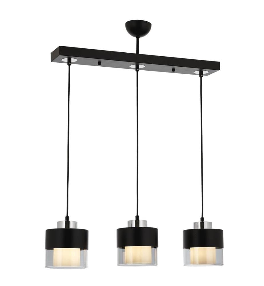 Lustre, Noir, Argent, Corps en Métal, Chapeau en Verre