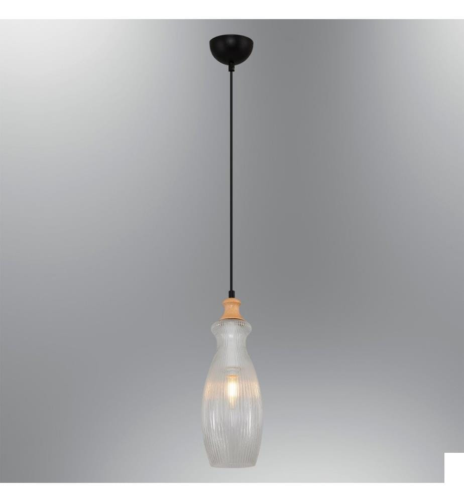 Lustre, Transparent, Corps en Métal, Chapeau en Verre