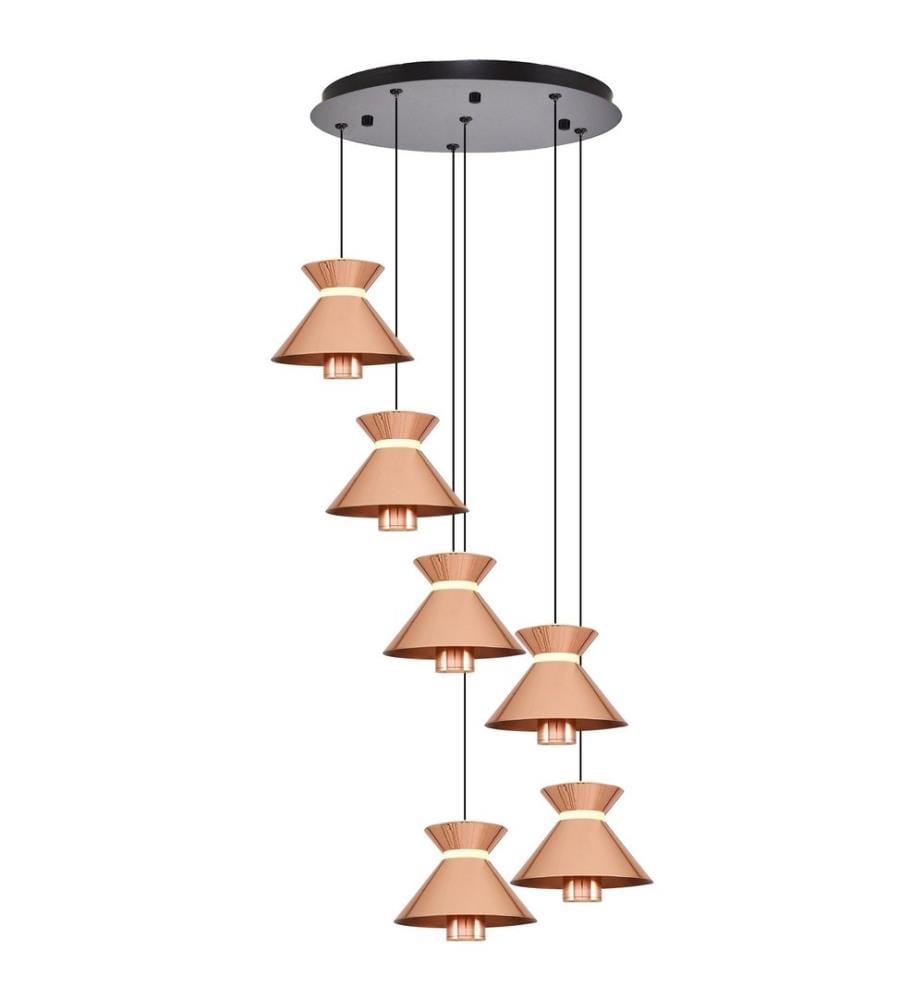 Lustre, Or Rose, Corps en Métal, Chapeau en Verre Opale