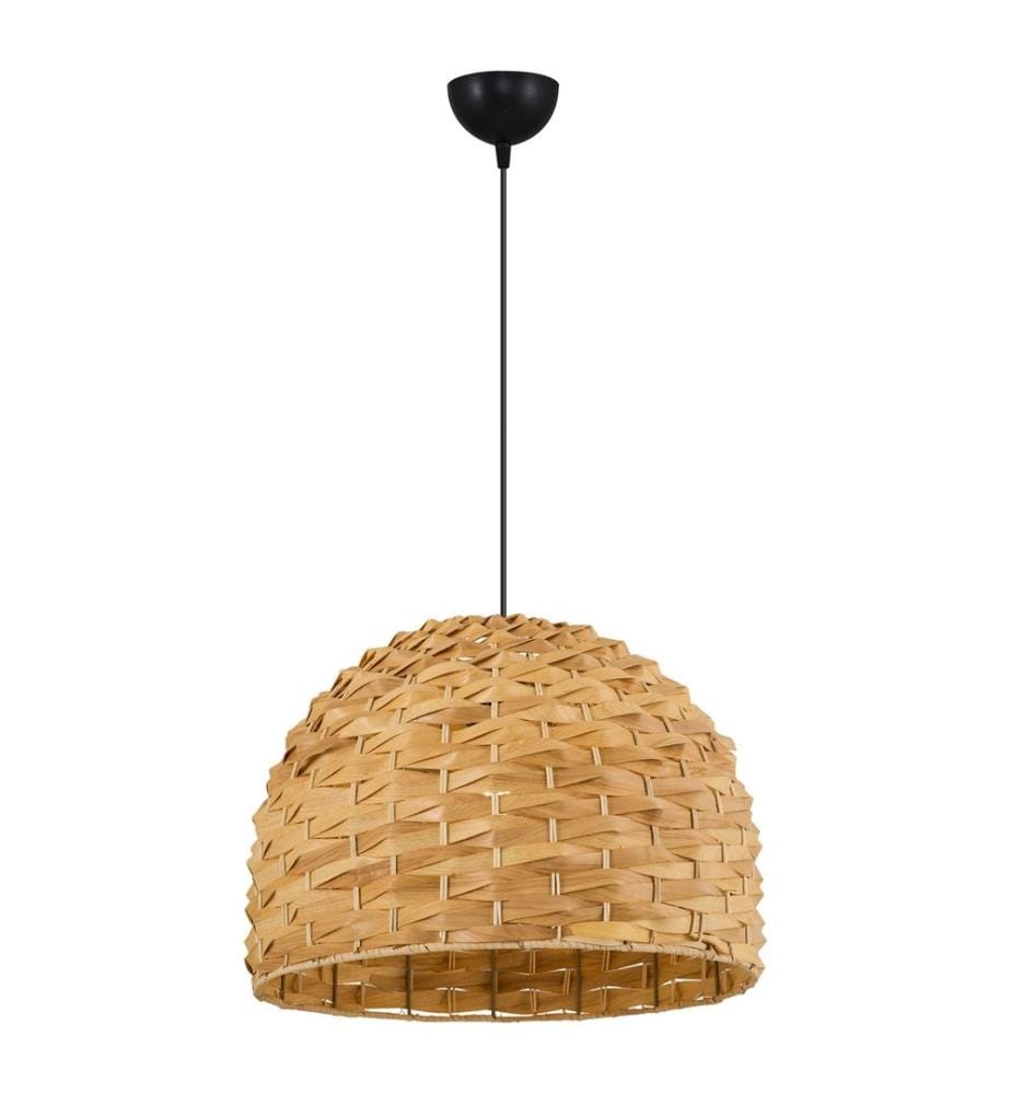 Lustre, chêne, corps en plastic / chapeau en rotin