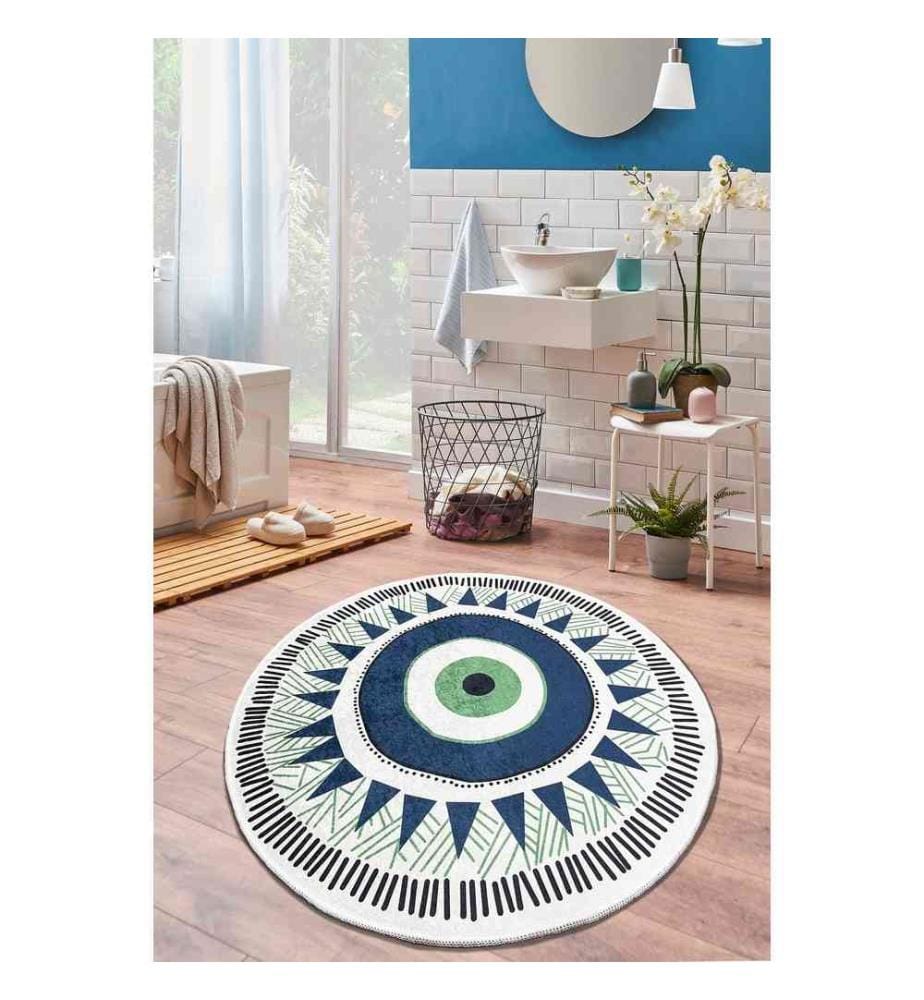 Tapis de bain, gris, bleu foncé, vert, 100% polyester
